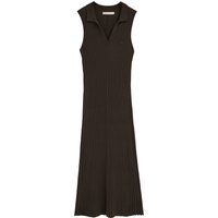 Ärmelloses Rippstrick-Polo-Midikleid