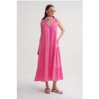 Gestuftes Midi-Kleid aus Musselin