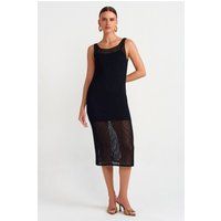 Ärmelloses Rippstrick-Midikleid