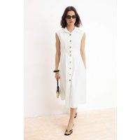Ärmelloses Midi-Hemdkleid aus Baumwolle