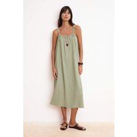 Strukturiertes Midikleid mit Raffung