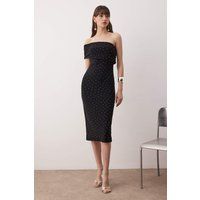 Asymmetrisches Off-Shoulder Midikleid mit Nieten