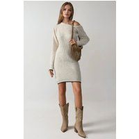 Asymmetrisches schulterfreies Rippen-Minikleid