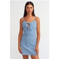 Denim-Minikleid mit Schnürung vorne