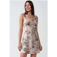 Florales Minikleid mit Karree-Ausschnitt