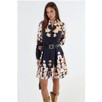 Geblümtes Minikleid mit Gürtel