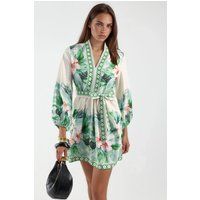 Florales Minikleid mit Ballonärmeln