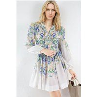 Florales A-Linien-Minikleid mit Volants
