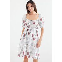 Florales Minikleid mit Puffärmeln
