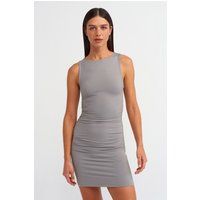 Ärmelloses Figurbetontes Minikleid mit Raffung