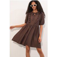 Mini-Hängerkleid mit Rüschen und Bändern