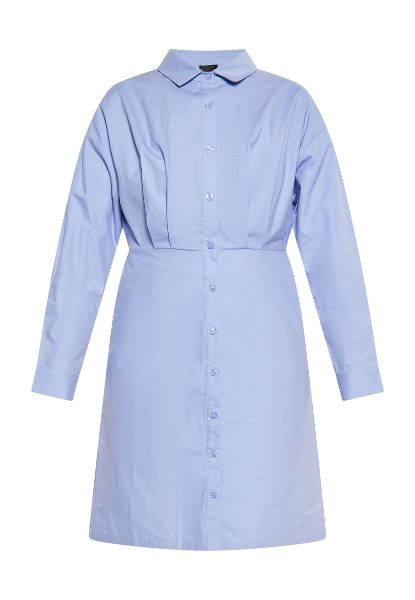 Hemdblusenkleid mit Taillenfalten aus Baumwolle
