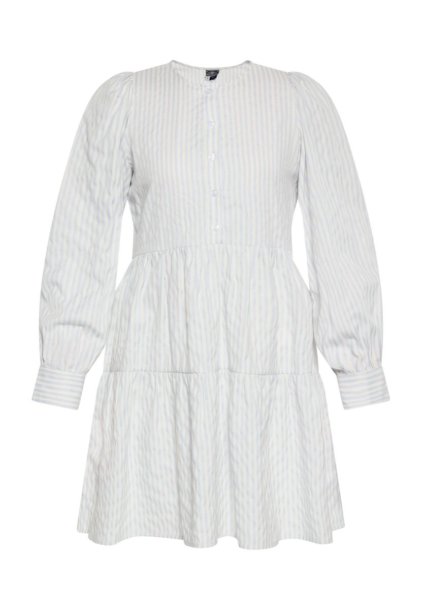 Gestuftes gestreiftes Langarm-Minikleid