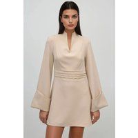 Minikleid mit Einkerbungsausschnitt und Trompetenärmeln