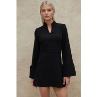 Strukturiertes Minikleid mit Taillenplissees