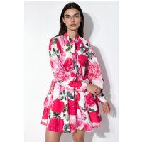 Florales Mini-Hemdkleid mit Schleife
