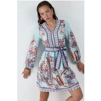 Gemustertes Paisley-A-Linien-Minikleid