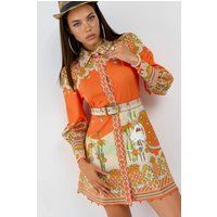 Gemustertes Retro-Minikleid in A-Linie