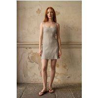 Geripptes Minikleid mit quadratischem Ausschnitt