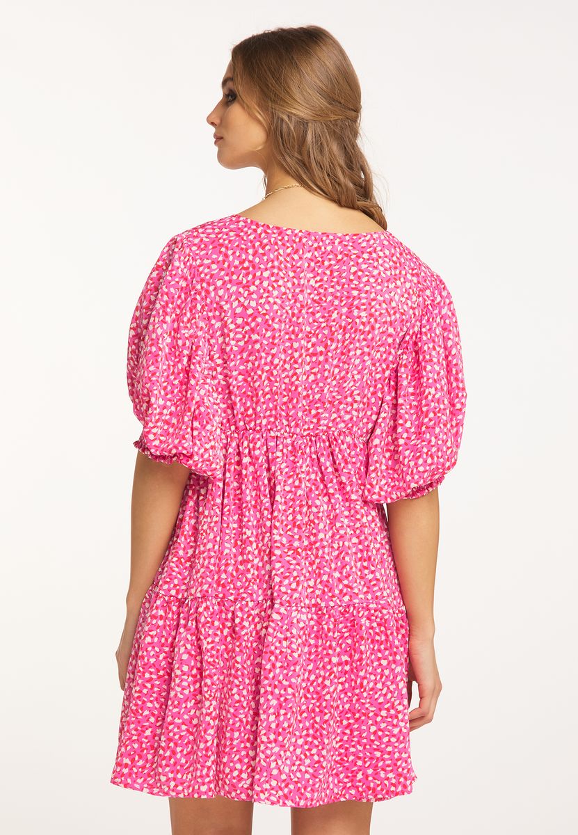 Gestuftes Minikleid mit Puffärmeln