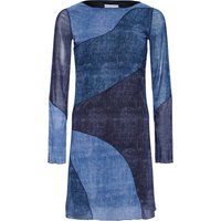 Langärmliges Mesh-Minikleid mit Paneelen