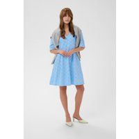 Minikleid mit Lochstickerei und V-Ausschnitt