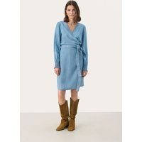 Lyocell-Wickelkleid mit gesmokten Bündchen