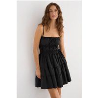 Gestuftes Baumwoll-Minikleid mit Cut-outs