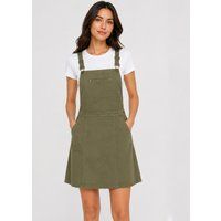 Khaki Wildleder-Latzkleid in Mini-Länge