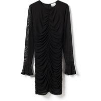 Geriffeltes Netz-Minikleid mit ausgestellten Manschetten