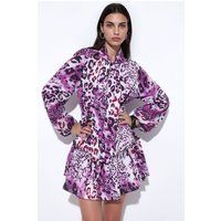 Mini-Kleid mit Leopardenmuster und Schluppe