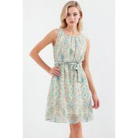Gemustertes Minikleid mit Gürtel