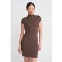 Nahtloses Bodycon-Minikleid mit Stehkragen