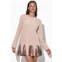 Langärmliges Minikleid mit Pailletteneinsätzen