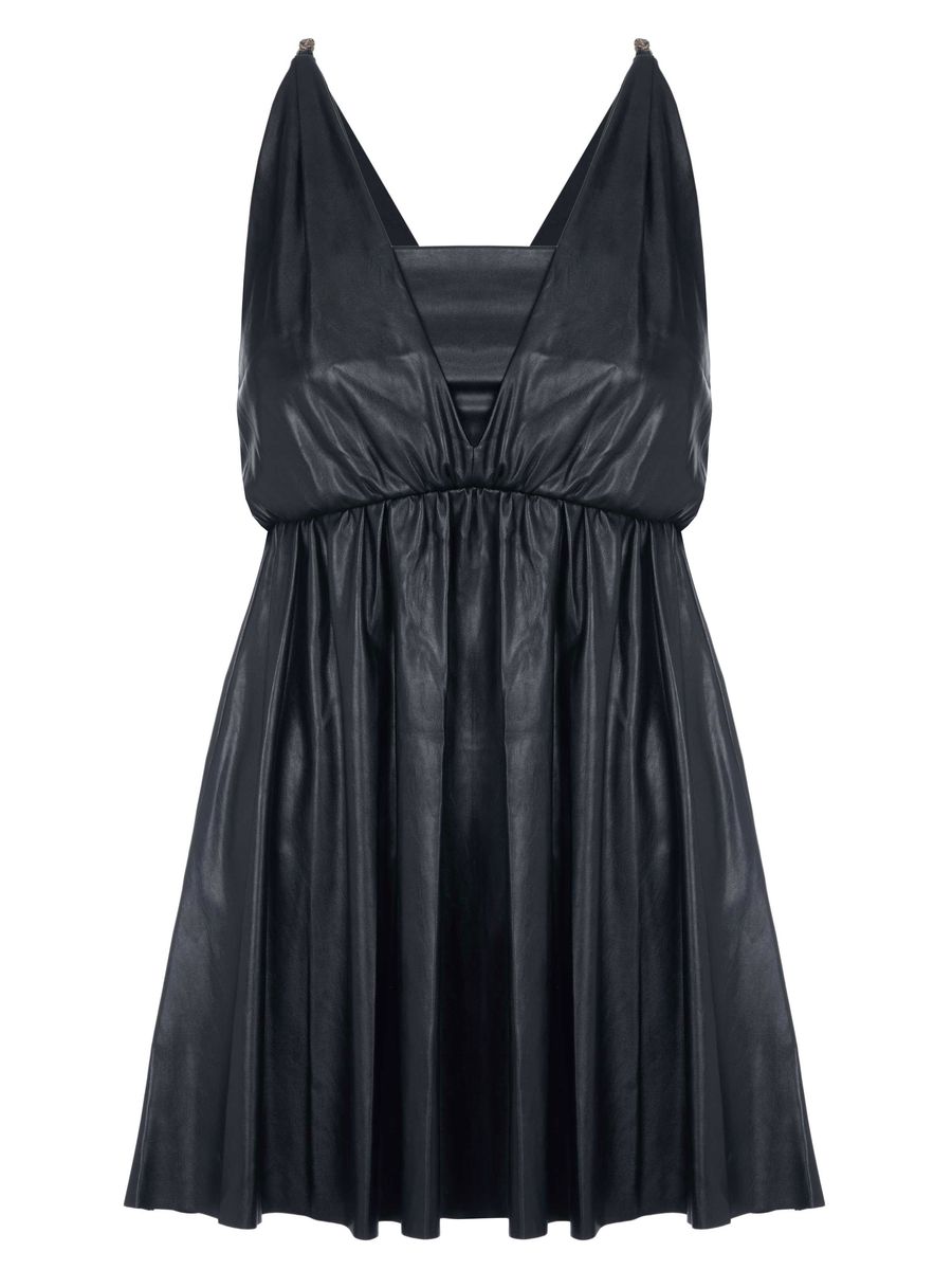 Mini-Kleid im Empire-Stil in Lederoptik