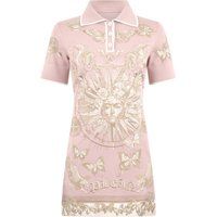 Besticktes Polo-Minikleid mit Schmetterlingsmotiven