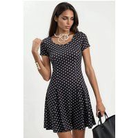 Gepunktetes Mini-Skaterkleid mit Rundhals
