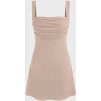 Gerafftes Minikleid mit quadratischem Ausschnitt