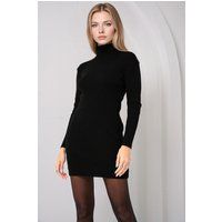 Rippstrick-Minikleid mit Rollkragen