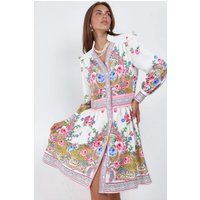 Paisley-Minikleid mit Rüschendetails