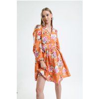 Geblümtes Kleid mit V-Ausschnitt