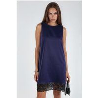 Ärmelloses Satin-Minikleid mit Spitzenbesatz