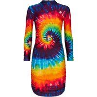 Gerüschtes Tie-Dye Kleid mit Stehkragen