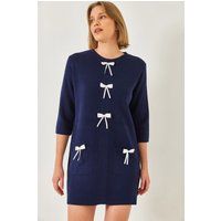 Strukturiertes Strickkleid mit Schleifen