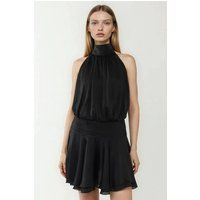 Strukturiertes Neckholder-Minikleid