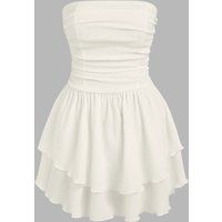 Trägerloses Mini-Stufenkleid mit Rüschen