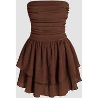 Trägerloses Mini-Stufenkleid mit Volants