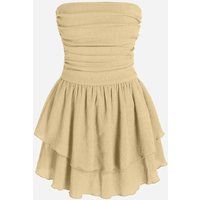 Trägerloses Mini-Kleid mit Stufenrock