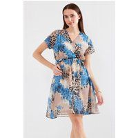 Mini-Wickelkleid mit abstraktem Animal-Print