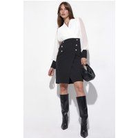 Zweifarbiges Midikleid mit Knopfdetails